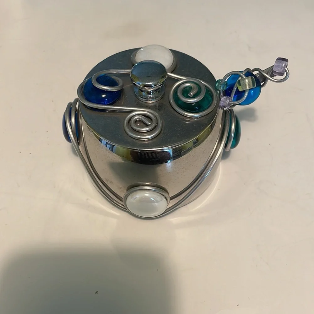 Handmade stainless steel blue beaded kitchen 5 piece set